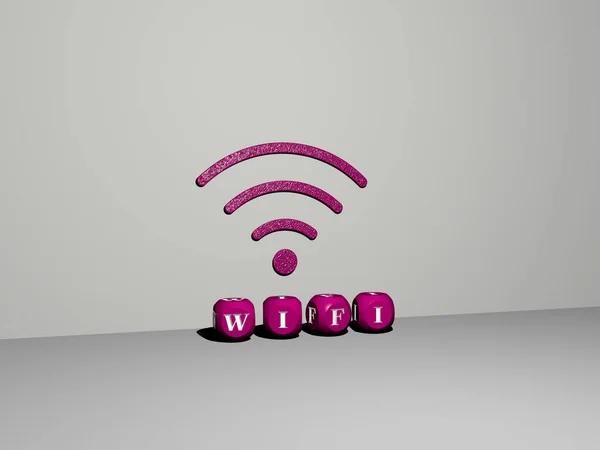 Ilustración Gráficos Wifi Texto Realizado Por Letras Dados Metálicos Para — Foto de Stock