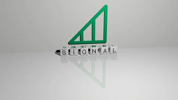 Representação Signal Com Ícone Parede Texto Dispostos Por Letras Cúbicas — Fotografia de Stock