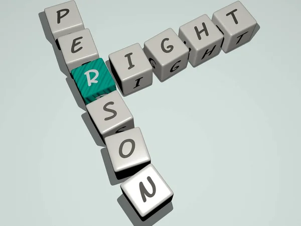 Комбінація Right Person Побудована Кубічними Літерами Верхньої Точки Зору Відмінно — стокове фото
