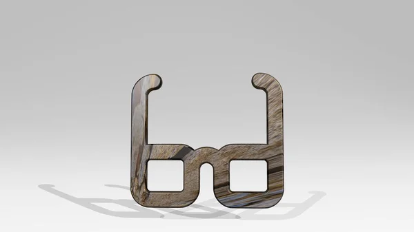 Gafas Hechas Por Ilustración Una Escultura Metálica Brillante Proyectando Sombra —  Fotos de Stock