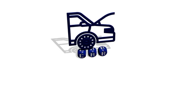 Illustrasjon Car Grafikk Tekst Laget Metalliske Terningstegn Relaterte Betydningene Konseptet – stockfoto