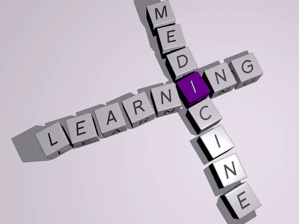 Learning Medicine Gecombineerd Met Dobbelstenen Letters Kleurkruising Voor Daarmee Samenhangende — Stockfoto