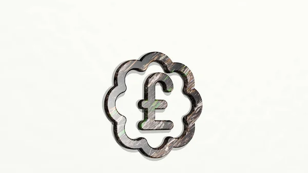 Currency Pound Bubble Made Illustration Shiny Metallic Sculpture Wall Light — Stock Photo, Image