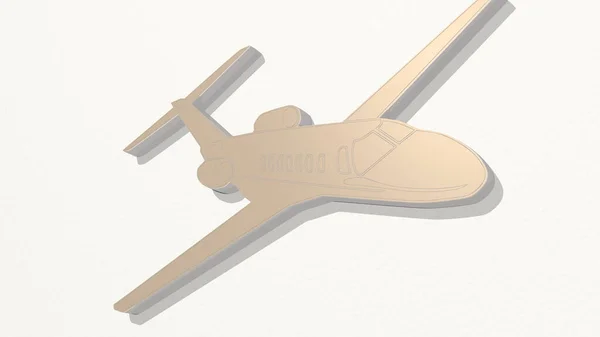 Aeroplano Volante Realizzato Con Illustrazione Una Scultura Metallica Lucida Una — Foto Stock