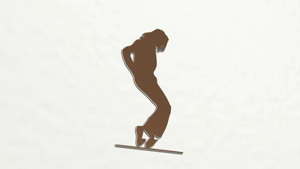 Dançar Parede Ilustração Escultura Metálica Sobre Fundo Branco Com Textura — Fotografia de Stock