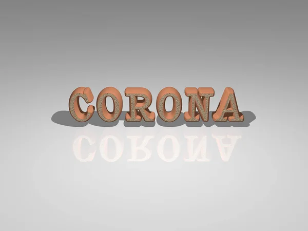 Text Corona Rendered Light Perspective Shadows Picture Ideal Standalone Part — Stock Photo, Image