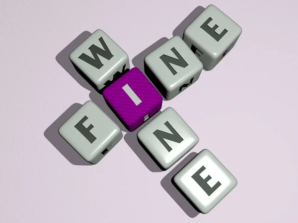 Combinatie Van Fine Wine Gebouwd Met Kubieke Letters Vanuit Het — Stockfoto