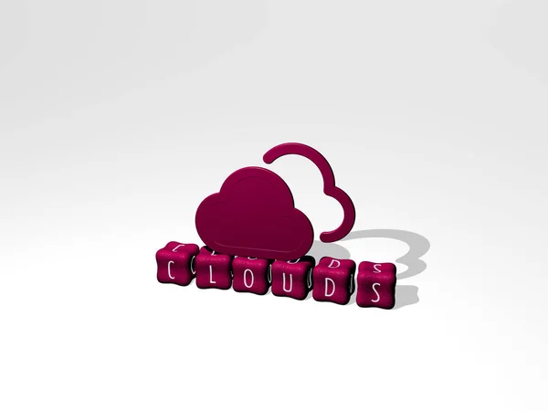 Ілюстрація Графіки Тексту Clouds Зробленого Металевими Кубиками Відповідних Значень Концепції — стокове фото