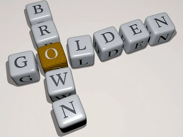 Combinação Marrom Dourado Construído Por Letras Cúbicas Partir Perspectiva Superior — Fotografia de Stock