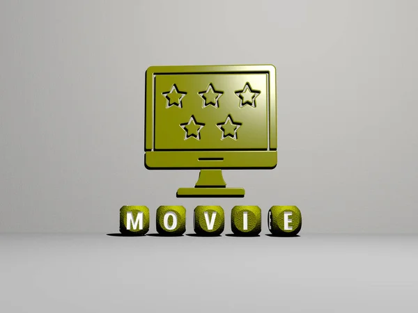Illustration Movie Graphics Text Made Metallic Dice Letters Related Meanings — Stock Photo, Image