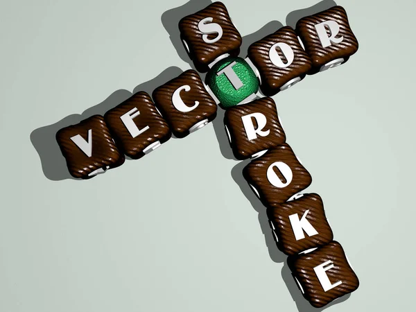 Vector Stroke 개념의 의미를 주사위 글자와 횡단으로 결합되었다 삽화와 아이콘 — 스톡 사진