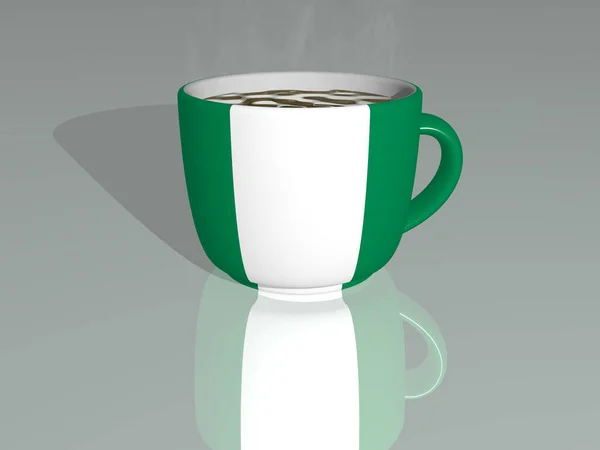 Nigeria Geplaatst Een Kopje Hete Koffie Een Illustratie Met Realistisch — Stockfoto