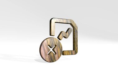 Parlak metalik bir heykelin ışık arkaplanına yansıyan gölgesinin 3 boyutlu bir illüstrasyonuyla oluşturulan DATA dosya silme işlemi. iş ve konsept