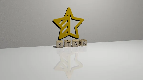 Representación Star Con Icono Pared Texto Dispuesto Por Letras Cúbicas — Foto de Stock