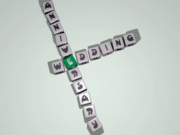 Combination Wedding Anniversary Built Cubic Letters Top Perspective Excellent Concept — Stock Photo, Image