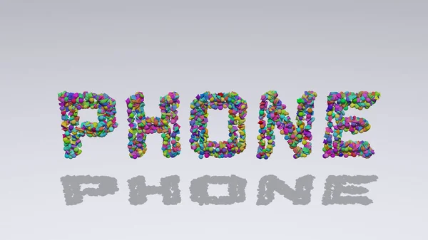 Phone Illustration Text Made Small Objects White Background Shadows Mobile — Stock Photo, Image