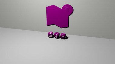 MAP 'nin dikey olarak 3D grafik resmi ve üst perspektiften metalik kübik harflerle oluşturulan metin, konsept sunum ve slayt gösterileri için mükemmel. Resim ve arkaplan