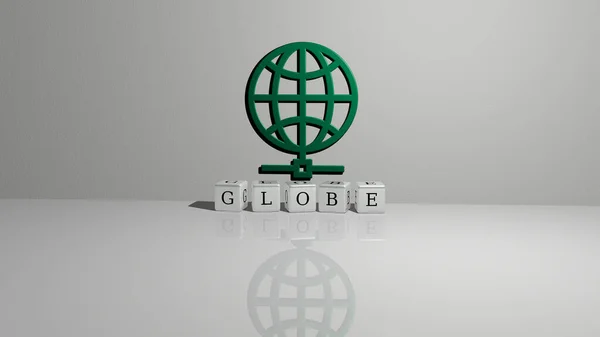 Иллюстрация Графики Globe Текста Сделанные Металлическими Буквами Кубиков Соответствующих Значений — стоковое фото