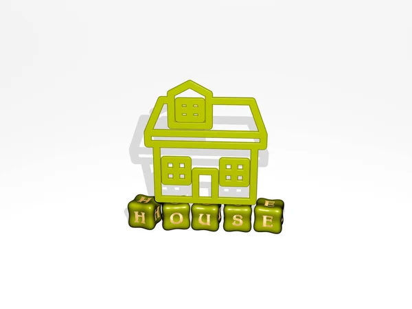 Иллюстрация Домашней Графики Текста Сделанные Металлическими Буквами Кубиков Соответствующих Значений — стоковое фото