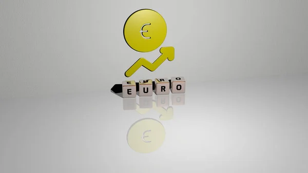 Prezentacja Euro Ikoną Ścianie Tekstem Ułożonym Metalicznymi Literami Sześciennymi Podłodze — Zdjęcie stockowe