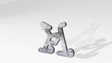 FITNESS BICYCLE, ışık arka planında parlayan metalik bir heykel gölgesinin 3 boyutlu bir illüstrasyonuyla yapıldı. egzersiz ve kadın