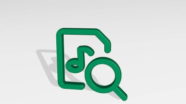 AUDIO Dosya Arama Gölge ile bir perspektiften. Üç boyutlu metalik malzemelerden yapılmış kalın bir heykel. Resim ve arkaplan