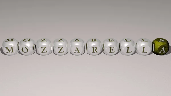 Combination Mozzarella Built Cubic Letters Top Perspective Excellent Concept Presentation — Stock Photo, Image