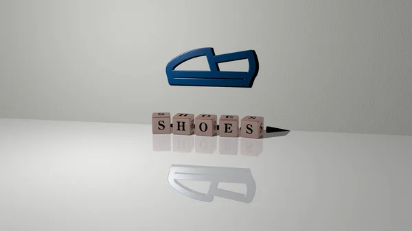 Ilustrace Grafiky Shoes Textu Vytvořeného Kovovými Kostičkovými Písmeny Pro Související — Stock fotografie