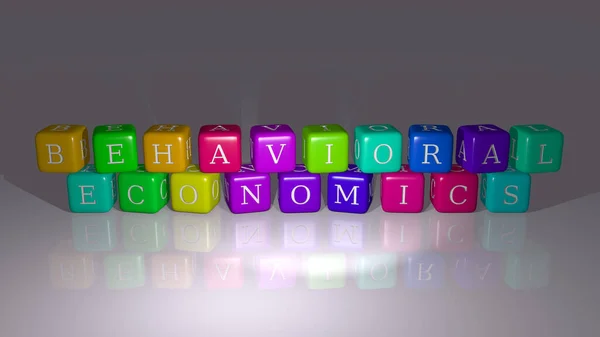 Gedragseconomie Gerangschikt Door Kubieke Letters Een Spiegelvloer Ideaal Voor Concept — Stockfoto