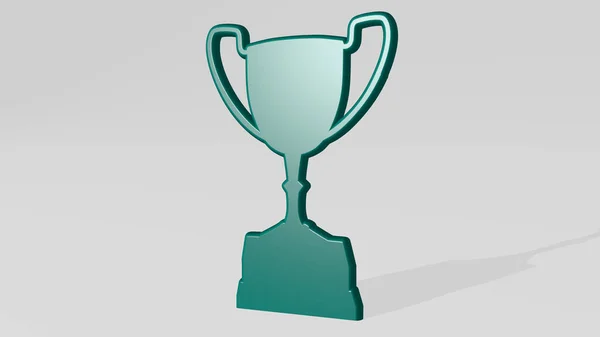 Athletic Trophy Створений Ілюстрацією Блискучої Металевої Скульптури Тіні Світлому Фоні — стокове фото