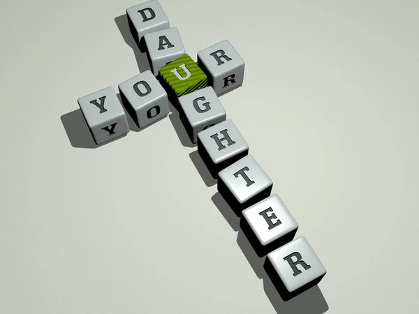 Combination Your Daughter Built Cubic Letters Top Perspective Excellent Concept — Stock Photo, Image