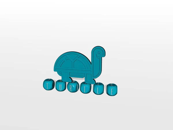 Imagem Gráfica Turtle Verticalmente Juntamente Com Texto Construído Por Letras — Fotografia de Stock