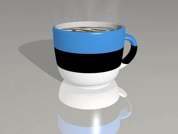 Illustration Von Estland Auf Einer Tasse Heißen Kaffees Mit Realistischer — Stockfoto