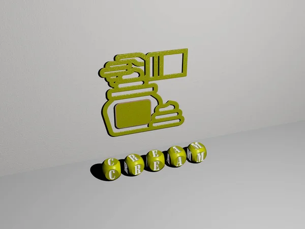 Иллюстрация Кремовой Графики Текста Металлических Букв Кубиков Соответствующих Значений Концепции — стоковое фото