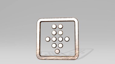 DOT DOWN İŞ Bir perspektif gölge düşüyor. Üç boyutlu metalik malzemelerden yapılmış kalın bir heykel. Resim ve arkaplan