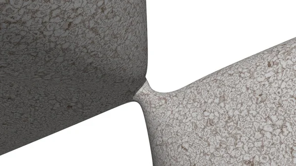 Ilustracja Geometrycznego Kształtu Kamiennego Koloru Białym Abstrakcyjnym Tle Jako Zakrzywionej — Zdjęcie stockowe