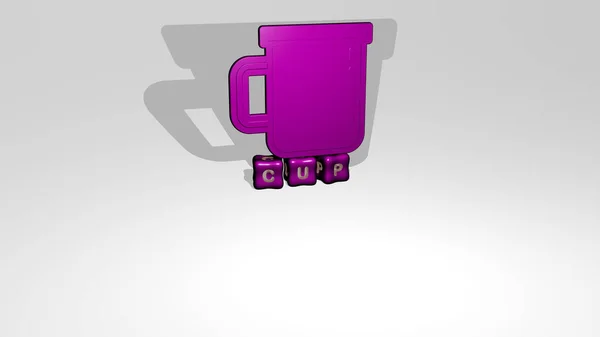 Иллюстрация Графики Cup Текста Сделанные Металлическими Буквами Кубиков Соответствующих Значений — стоковое фото