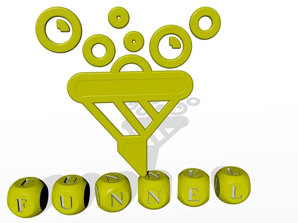 Representação Funnel Com Ícone Parede Texto Dispostos Por Letras Cúbicas — Fotografia de Stock