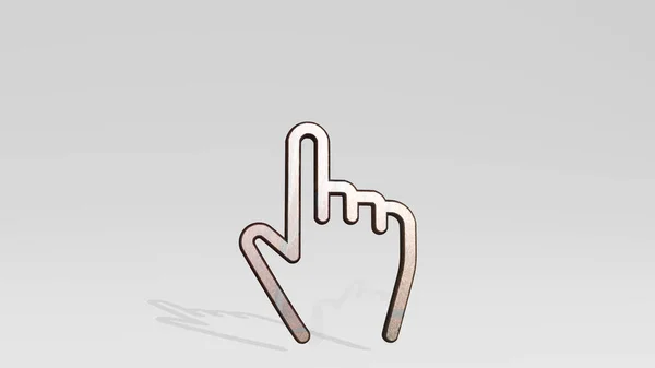 Cursor Hand Wirft Schatten Aus Einer Perspektive Eine Dicke Skulptur — Stockfoto