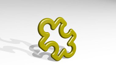 Modül Pusulası gölgeli duruyor. Metalik heykelin beyaz arka planda, yumuşak desenli üç boyutlu çizimi. boşluk ve tasarım