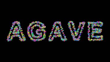 Siyah arkaplana gölge düşüren renkli küçük nesneler tarafından üç boyutlu illüstrasyonla tekrar yazıldı. aloe ve kaktüs