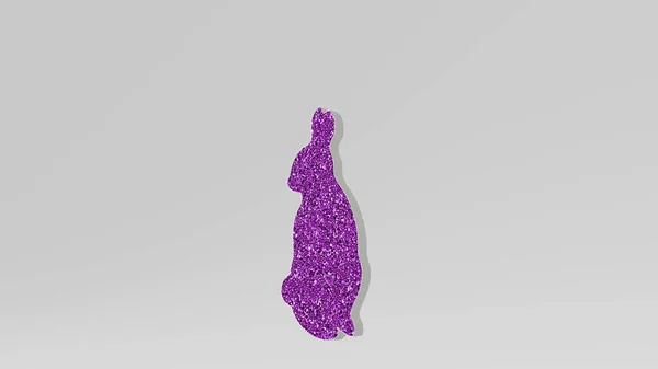 Rabbit Realizado Mediante Ilustración Una Escultura Metálica Brillante Sobre Una — Foto de Stock
