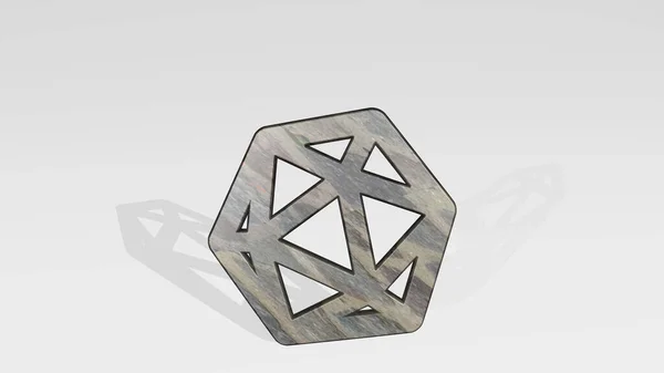 Board Game Geometry Alternate Made Illustration Shiny Metallic Sculpture Casting — Stock Photo, Image