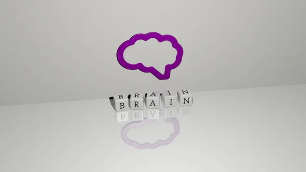 Imagen Gráfica Del Cerebro Verticalmente Junto Con Texto Construido Por — Foto de Stock
