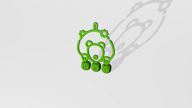 RAT 'ın duvarında simge ve ayna zemininde metalik kübik harflerle konsept ve slayt gösterisi sunumu için düzenlenmiş 3 boyutlu temsili. 2020 ve resim