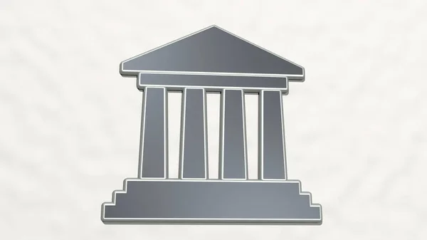 Ancient Greek Architecture Wall Illustration Metallic Sculpture White Background Mild — Stock Photo, Image