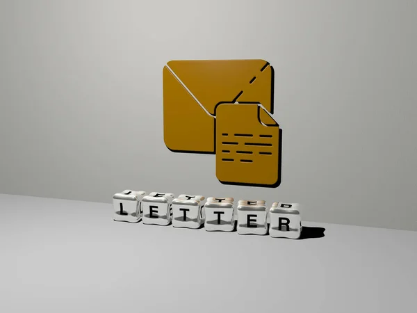 Immagine Grafica Lettera Verticalmente Insieme Testo Costruito Lettere Cubiche Metalliche — Foto Stock