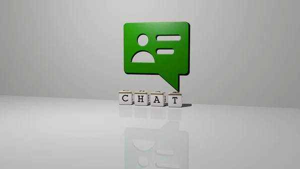 Rappresentazione Chat Con Icona Sulla Parete Testo Disposto Lettere Metalliche — Foto Stock