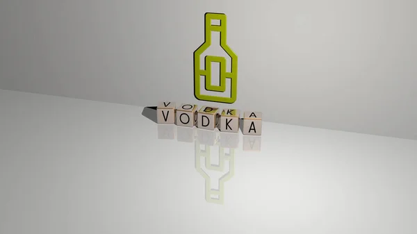 Darstellung Von Vodka Mit Icon Der Wand Und Text Angeordnet — Stockfoto