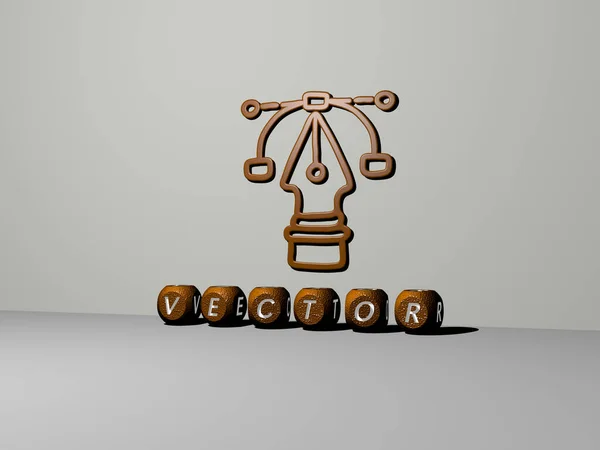 Representation Vektor Med Ikon Väggen Och Text Arrangerad Metalliska Kubikbokstäver — Stockfoto